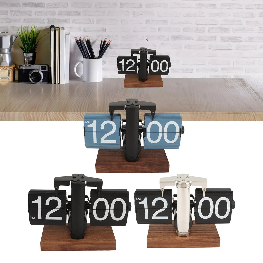 Silvara – Vintage Flip Down Clock in Walnut Wood | Retro Mechanical Design