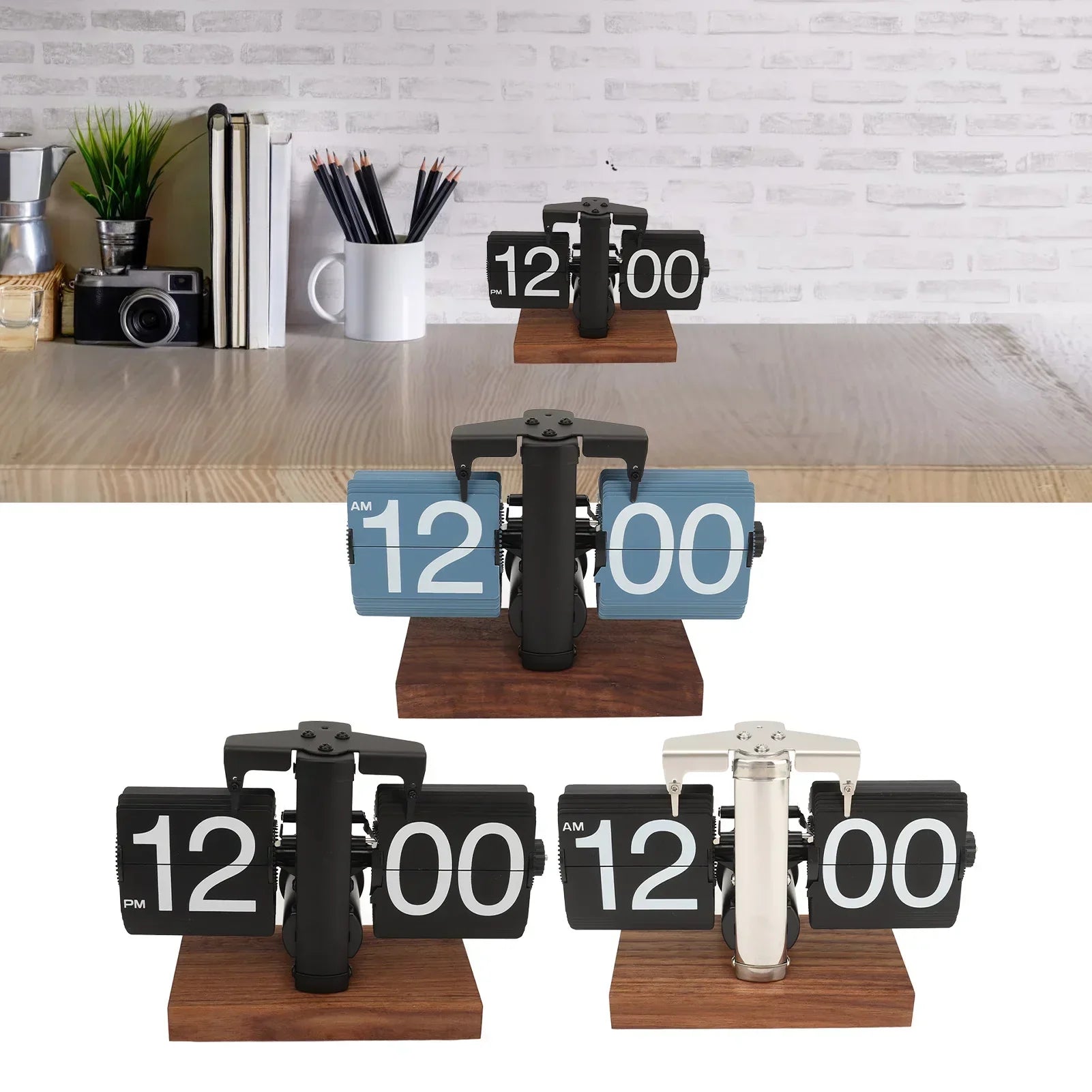 Silvara – Vintage Flip Down Clock in Walnut Wood | Retro Mechanical Design
