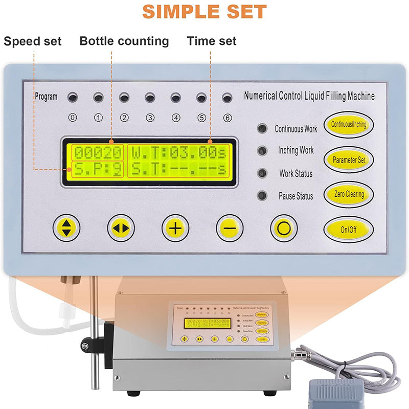 300 bottles/h 110V Digital Liquid Filling Machine 2-3500ml Automatic Bottle Liquid Filler Digital Control Pump Filler