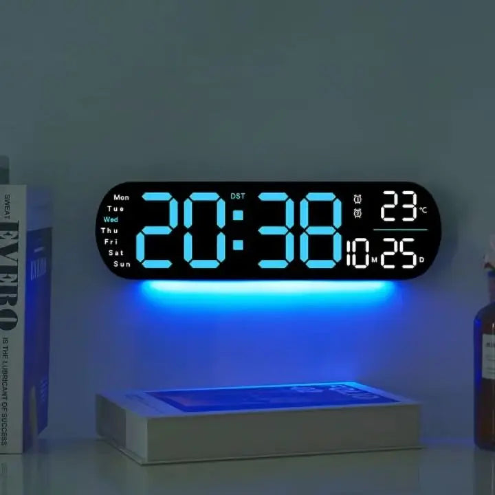 Digital Wall Clock Large LED Display with Remote Control
