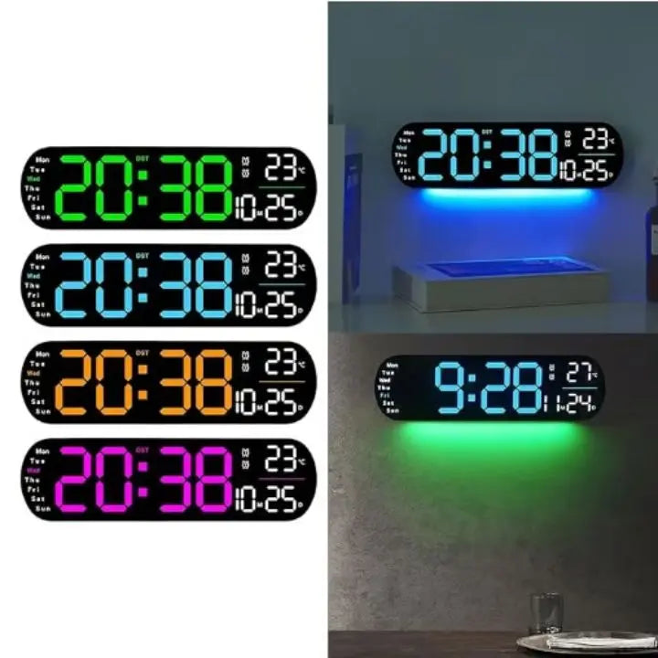 Digital Wall Clock Large LED Display with Remote Control