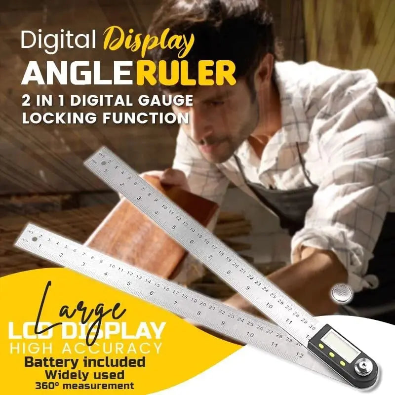 Digital angle measuring device with ruler – precisely measure angles & lengths