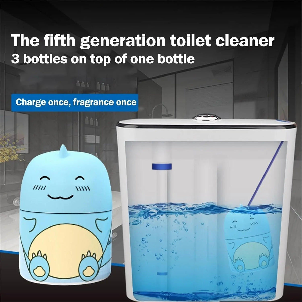 Dino Toilet Cleaner & Fragrance Stone – Cleans automatically with every flush