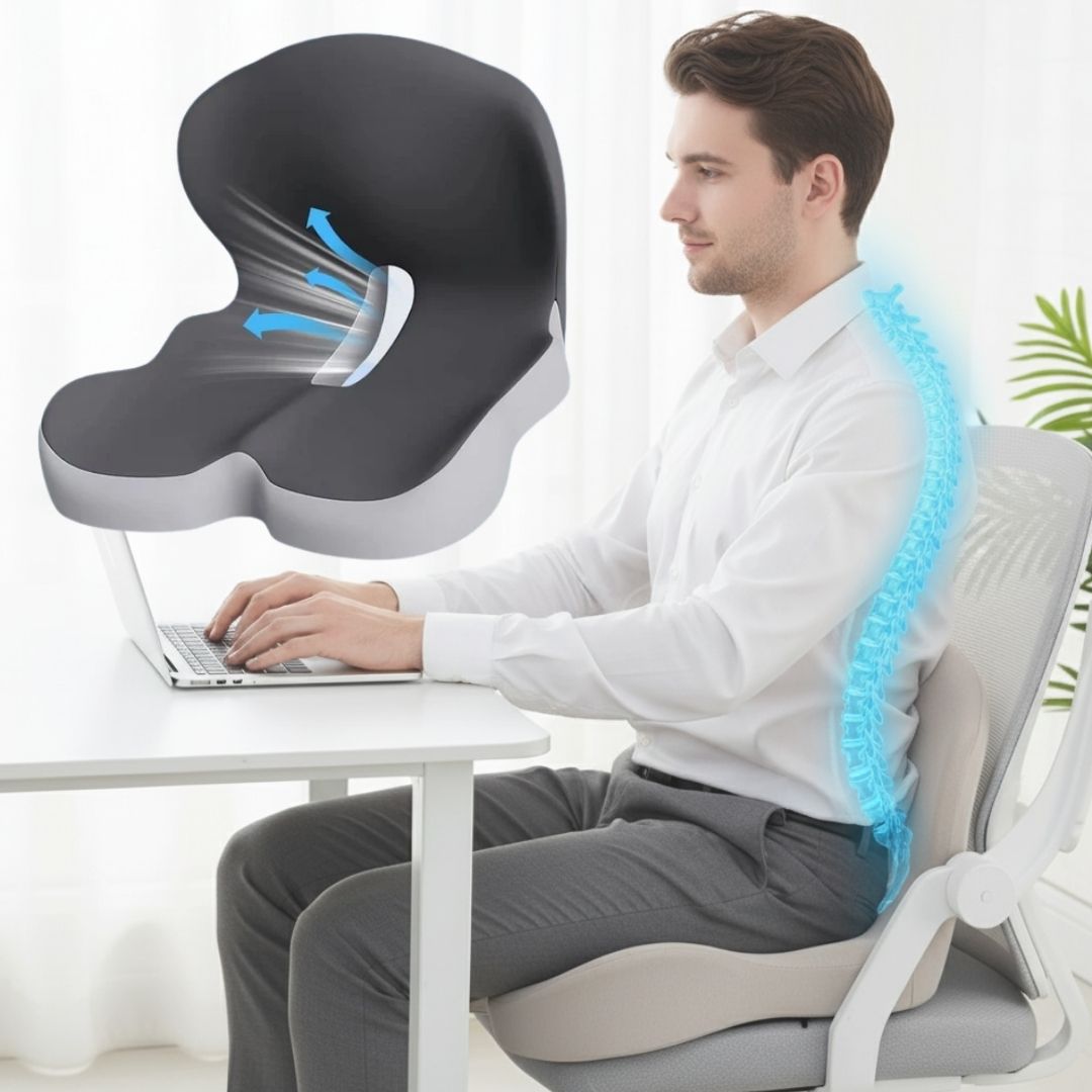 All-in-One Orthopedic Memory Foam Seat - Cushion Seat and Back Cushion for Pain Relief and Comfort