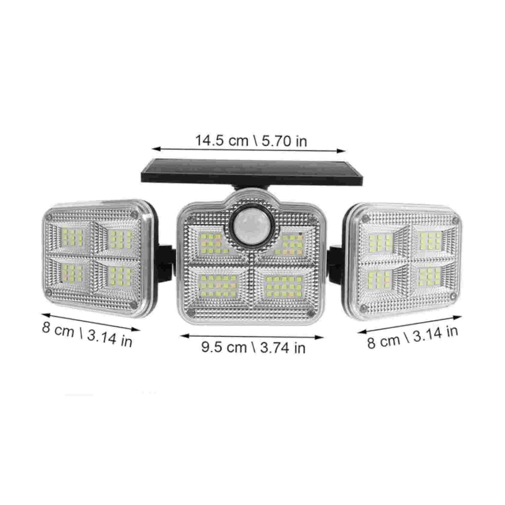 Solar LED Spotlight | Outdoor Motion Sensor | 3-Head Adjustable | 74 LEDs
