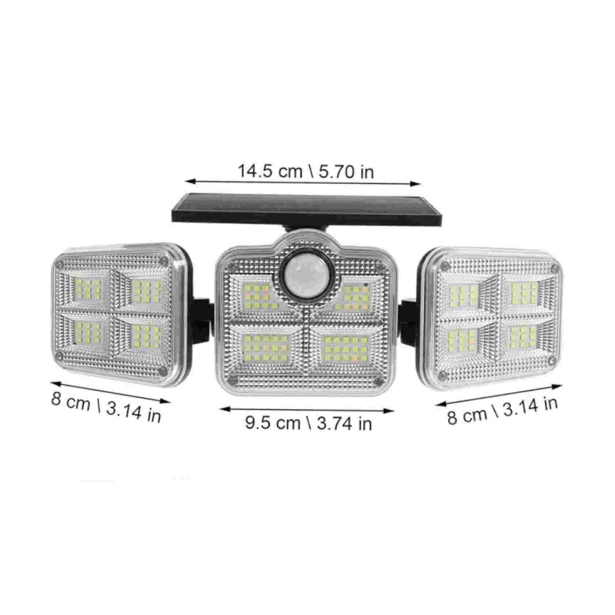 Solar LED Spotlight | Outdoor Motion Sensor | 3-Head Adjustable | 74 LEDs