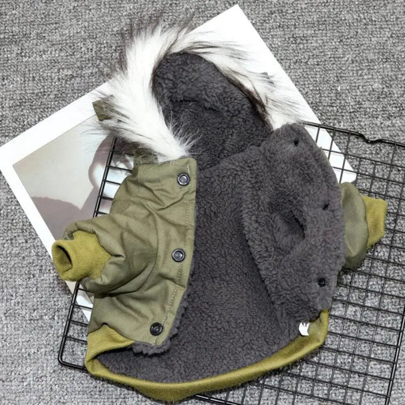 Dog jacket with fur trim hood - Dog and cat clothing