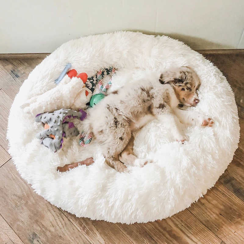 Beef Plush Calming Donut Dog Bed for Small to Large Dogs