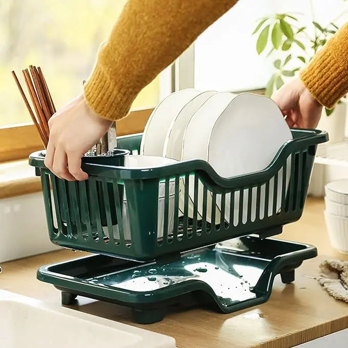 Double-layer drying rack for dishes and cutlery – Space-saving solution
