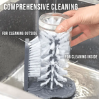 Double-sided cup cleaning brush with suction cups for quick and easy rinsing