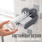 Double-sided cup cleaning brush with suction cups for quick and easy rinsing