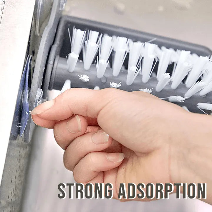 Double-sided cup cleaning brush with suction cups for quick and easy rinsing