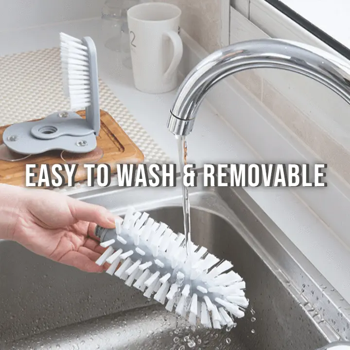 Double-sided cup cleaning brush with suction cups for quick and easy rinsing