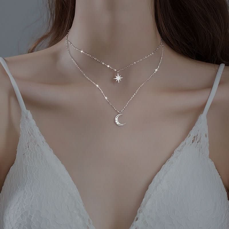 Double moon necklace for elegance & romance