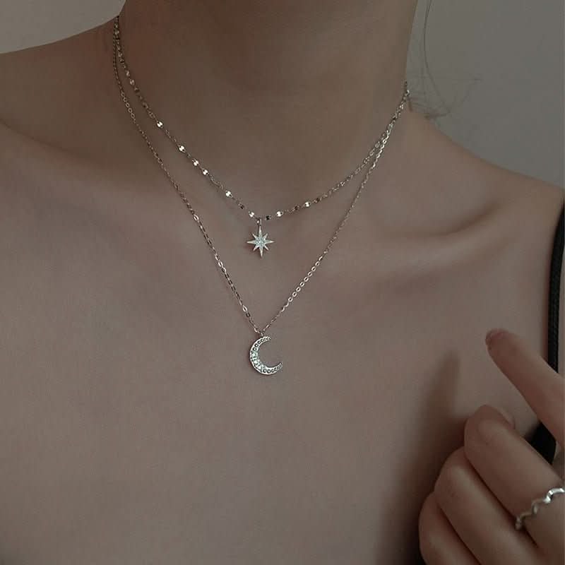 Double moon necklace for elegance & romance