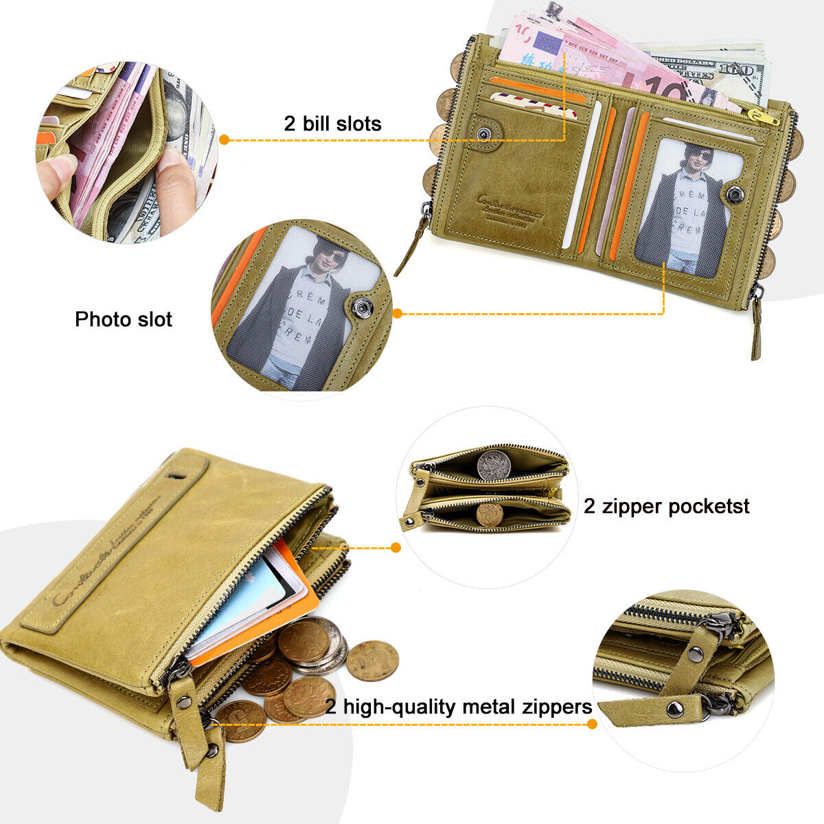 Stylish Double Zipper Wallet
