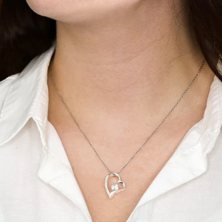 EternalBloom | Romantic Rose Box with 14k White Gold Heart Necklace and Love Note
