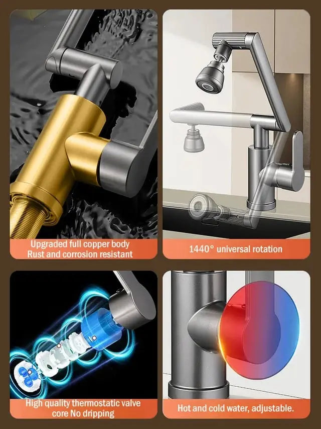 Redatable 1080° Faucet – Robot Arm Design & 2 Spray Types