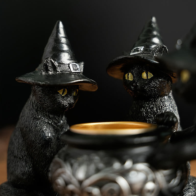 Three Witches Cats | Tea Light Holder for Halloween