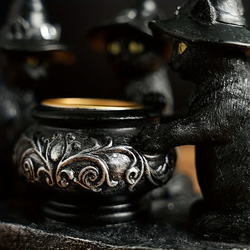 Three Witches Cats | Tea Light Holder for Halloween