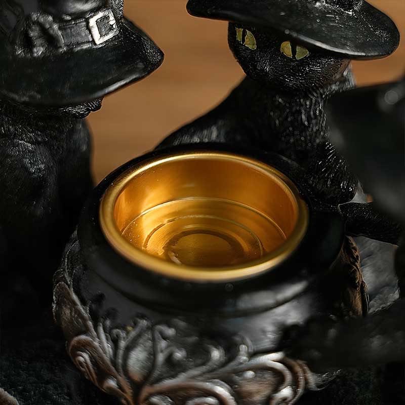 Three Witches Cats | Tea Light Holder for Halloween