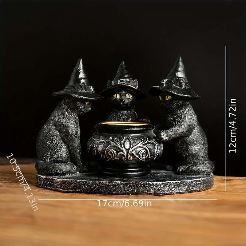 Three Witches Cats | Tea Light Holder for Halloween