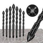 Drill Bit Set | 7-Piece Hard Alloy | 4-Edge Cross Design | Tile, Glass & Wood Precision Drilling