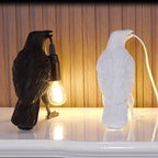 E14-Bulb with Plug Gothic Raven Lamp Vintage Resin Bird Lamp for Nightstand, Office, Living Room Farmhouse Art Deco Style