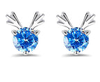 Blue Crystal Reindeer Earrings