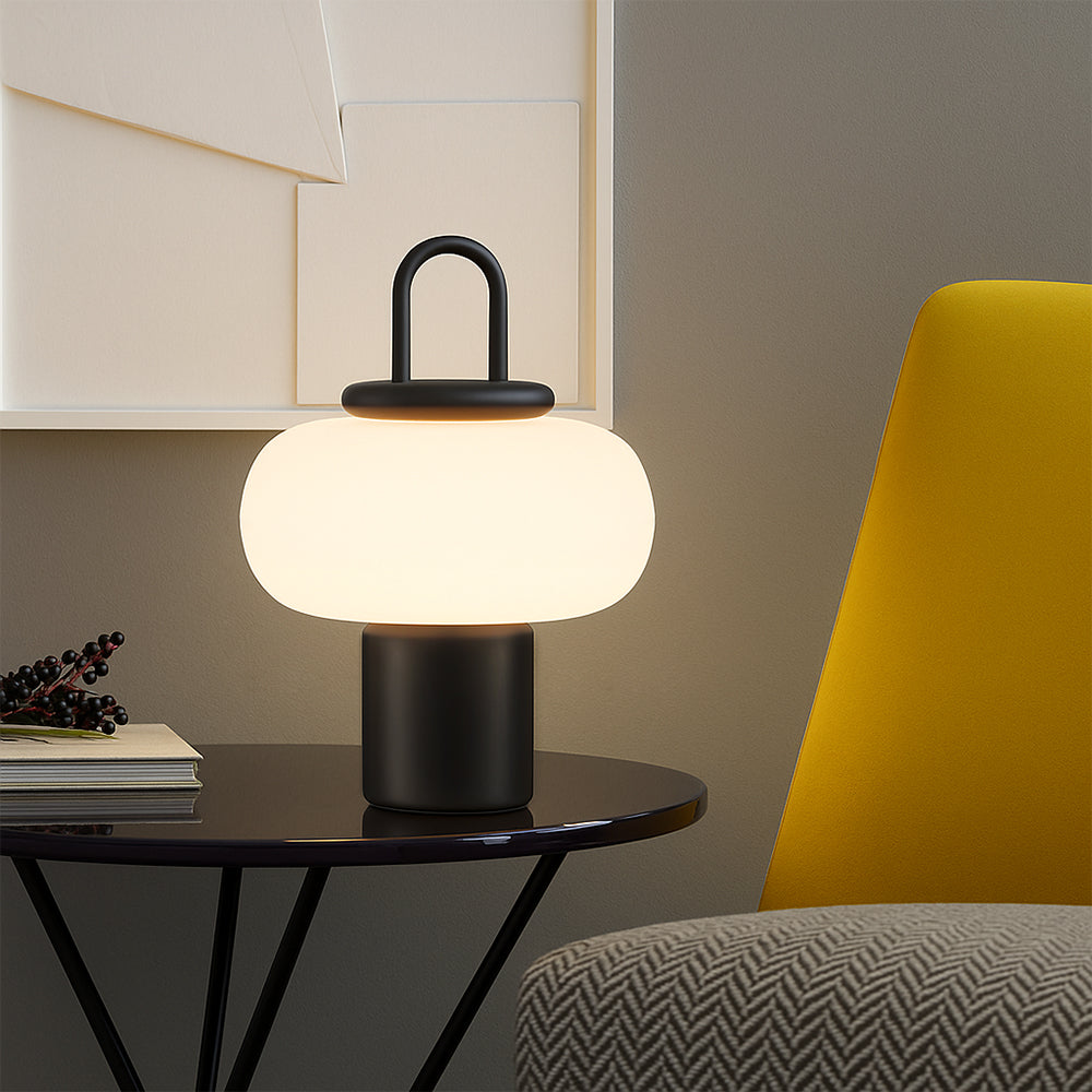Scandinavian Glass and Metal Table Lamp with E27 LED Socket