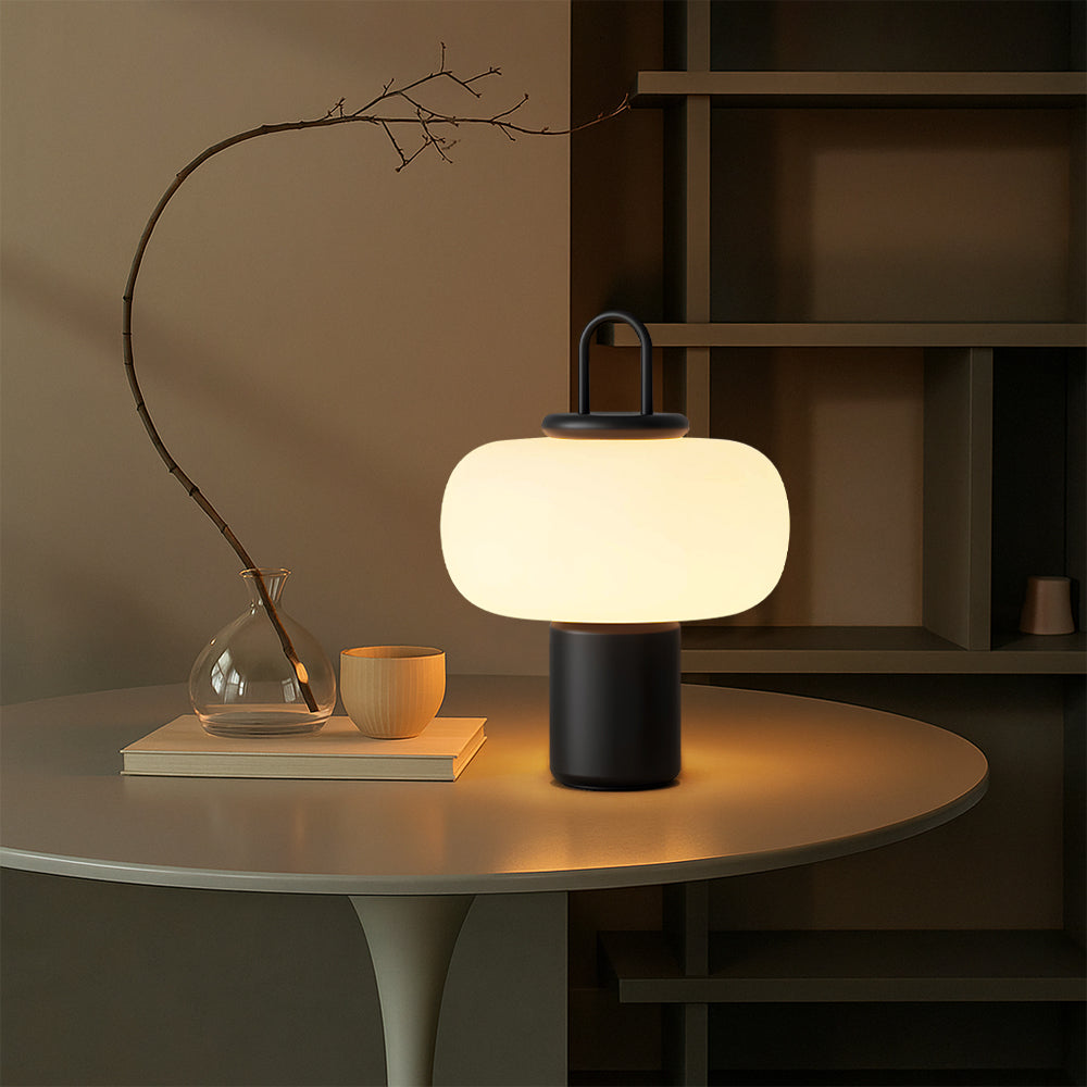 Scandinavian Glass and Metal Table Lamp with E27 LED Socket