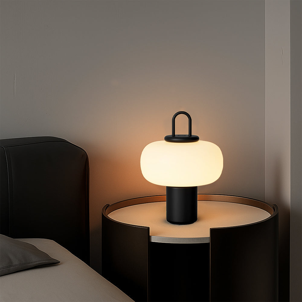 Scandinavian Glass and Metal Table Lamp with E27 LED Socket