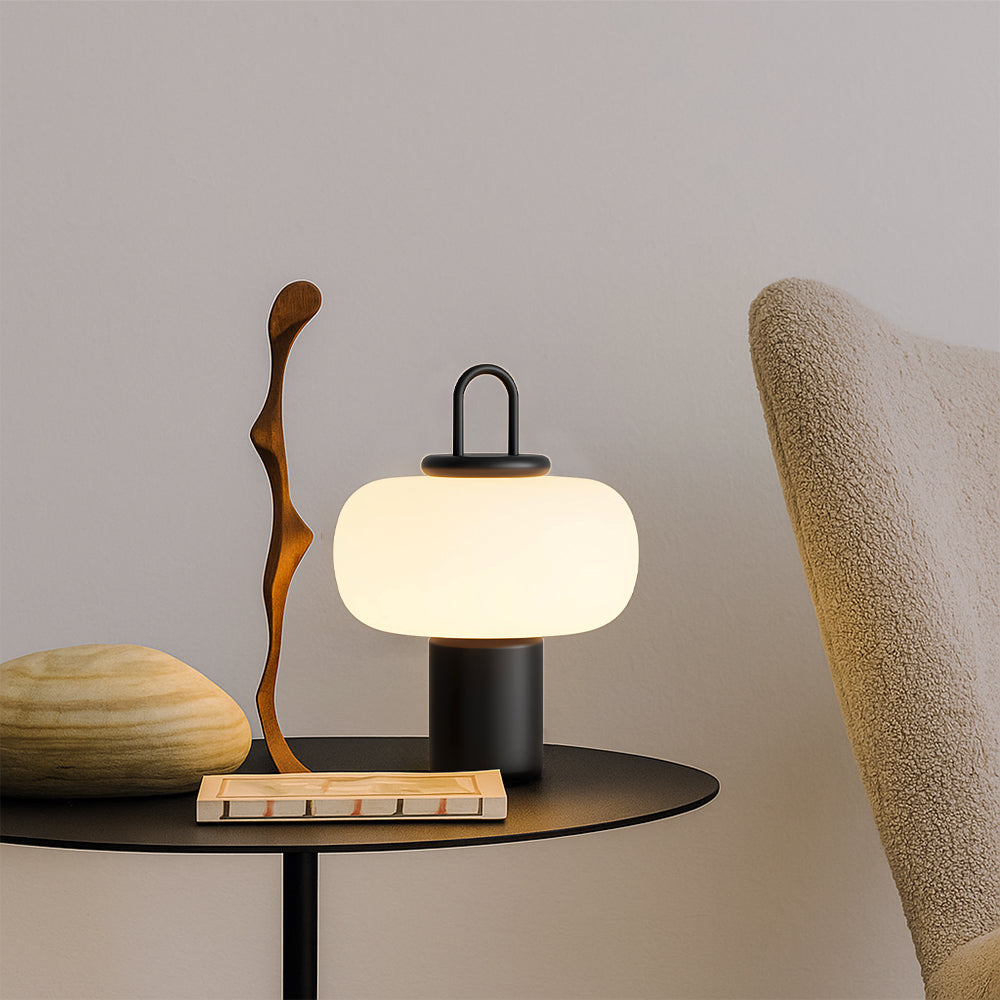 Scandinavian Glass and Metal Table Lamp with E27 LED Socket