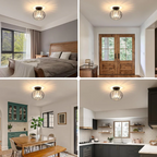 Pendant Light Black Glass Globe Ceiling Fixture