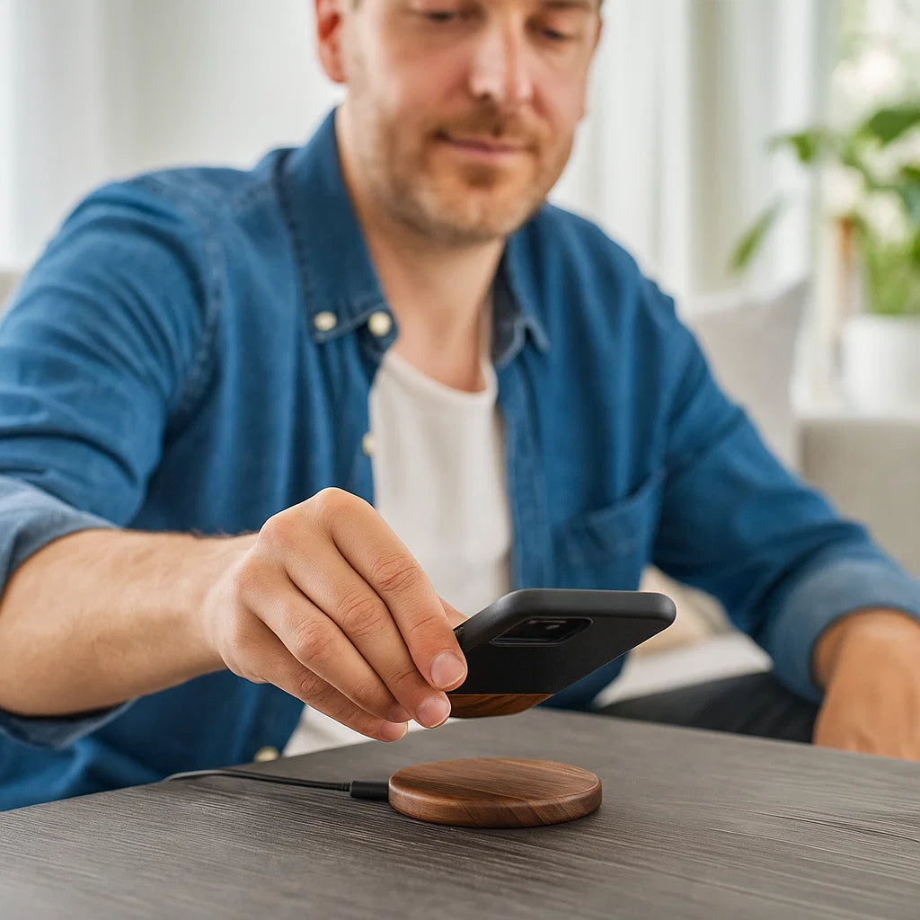 Qi Fast Charger with Natural Bamboo Design