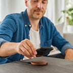 Sustainable Qi Fast Charger made of Bamboo with Overheat Protection