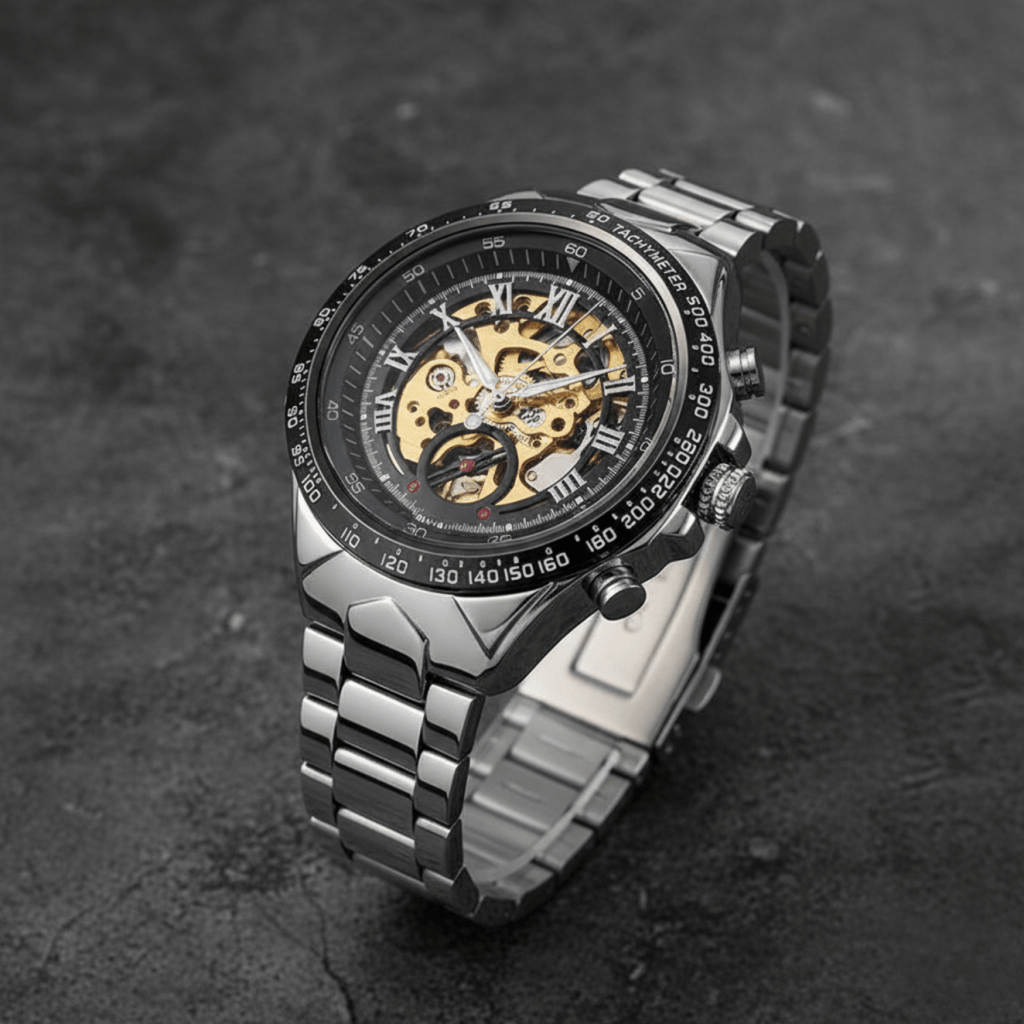 Luxurious Mechanical Watch with Golden Shine