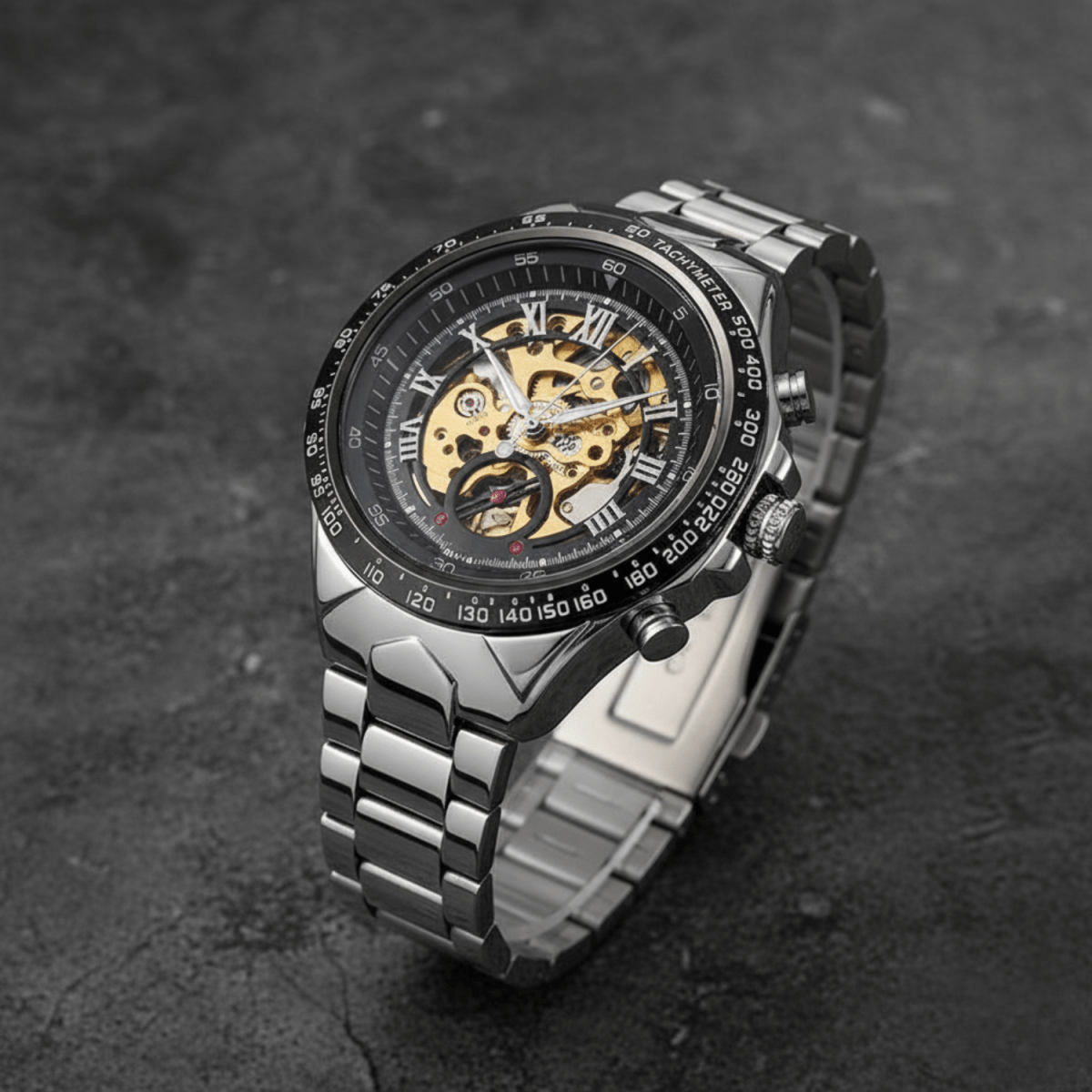 Luxurious Mechanical Watch with Golden Shine