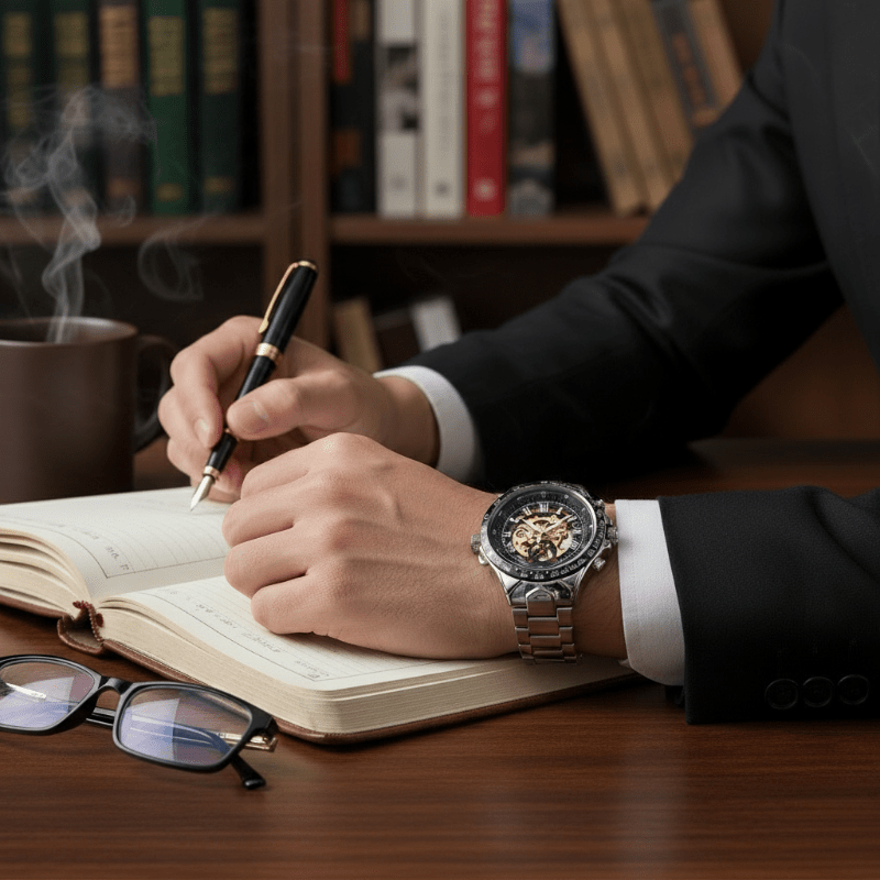 Luxurious Mechanical Watch with Golden Shine