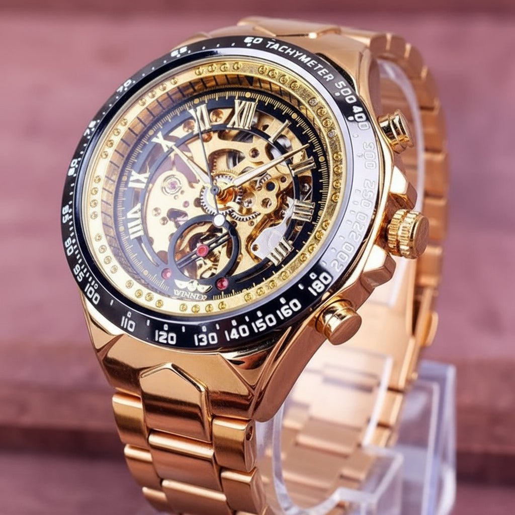 Luxurious Mechanical Watch with Golden Shine