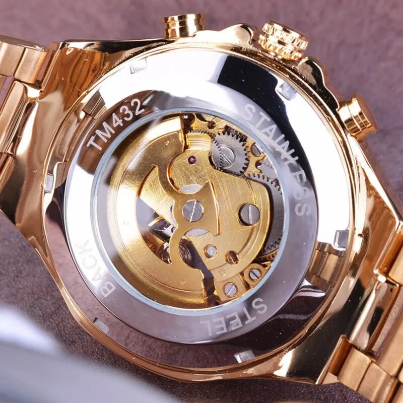 Luxurious Mechanical Watch with Golden Shine