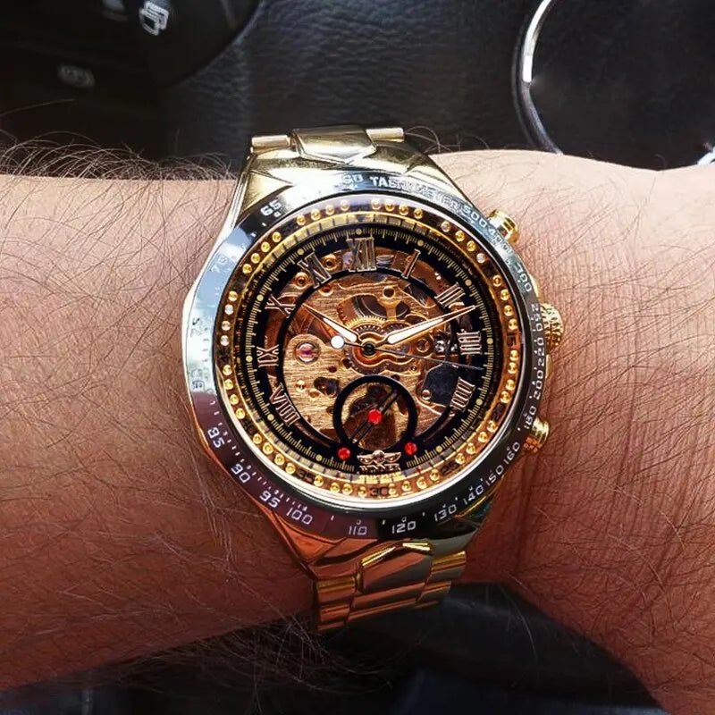 Luxurious Mechanical Watch with Golden Shine