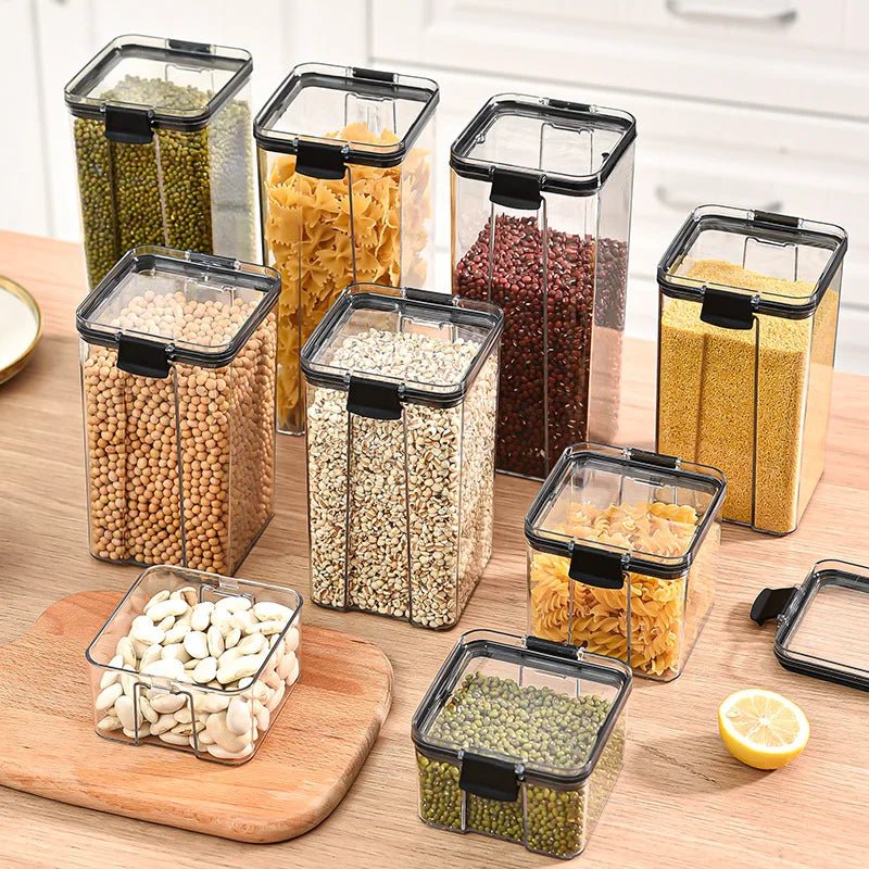 Environmentally friendly, sealed storage container set for fresh and organized kitchens