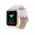 Calf Leather Genuine Leather Watch Band For Apple Watch Series 7 45mm / 6 & SE & 5 & 4 44mm / 3 & 2 & 1 42mm (White)