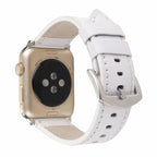 Calf Leather Genuine Leather Watch Band For Apple Watch Series 7 45mm / 6 & SE & 5 & 4 44mm / 3 & 2 & 1 42mm (White)