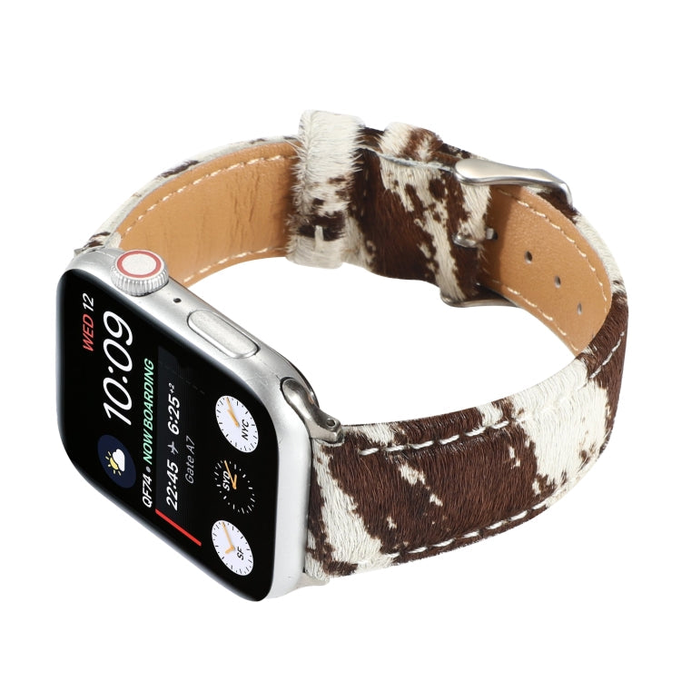 Frerndorf | Horsehair Fluffy Leopard Pattern Leather Watch Band for Apple Watch Series 9&8&7 41mm / SE 3&SE 2&6&SE&5&4 40mm / 3&2&1 38mm(1)
