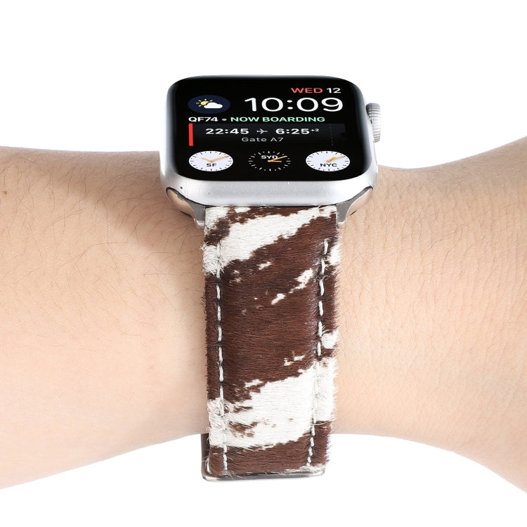 Frerndorf | Horsehair Fluffy Leopard Pattern Leather Watch Band for Apple Watch Series 9&8&7 41mm / SE 3&SE 2&6&SE&5&4 40mm / 3&2&1 38mm(1)