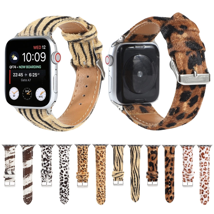 Frerndorf | Horsehair Fluffy Leopard Pattern Leather Watch Band for Apple Watch Series 9&8&7 41mm / SE 3&SE 2&6&SE&5&4 40mm / 3&2&1 38mm(1)