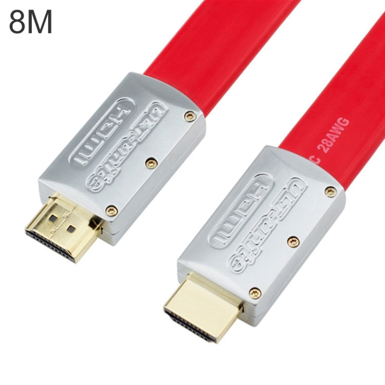 ULT-unite 4K Ultra HD gold-plated HDMI to HDMI flat cable, cable length: 8m (Red)