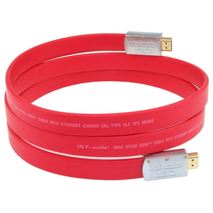 ULT-unite 4K Ultra HD gold-plated HDMI to HDMI flat cable, cable length: 8m (Red)